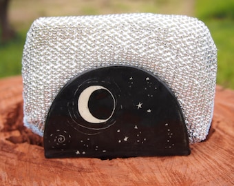 Sponge holder napkin holder kitchen sponge holder black starry night design kitchen sponge holder, business card holder