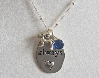 Pit Bull Always Charm Necklace with 24" Sterling Silver Chain