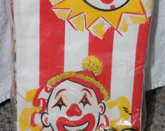 Vtg Clowns Party Papers -- Pakay Tablecover -- Gibson Greeting Cards -- 60" x 102" --Paper Table Cloth