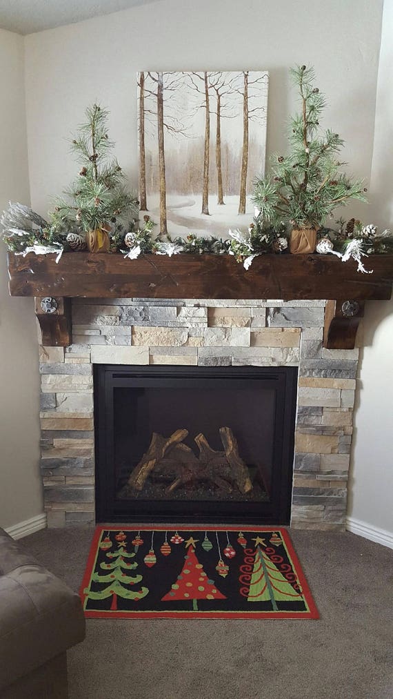 Vintage Fireplace Mantel Wooden Floating Rustic Knotty Alder