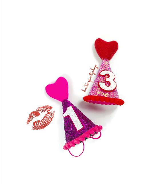 Heart Hat || Dog Party Hat || Valentine Accessory ||February Birthday || Pink and Red || Love