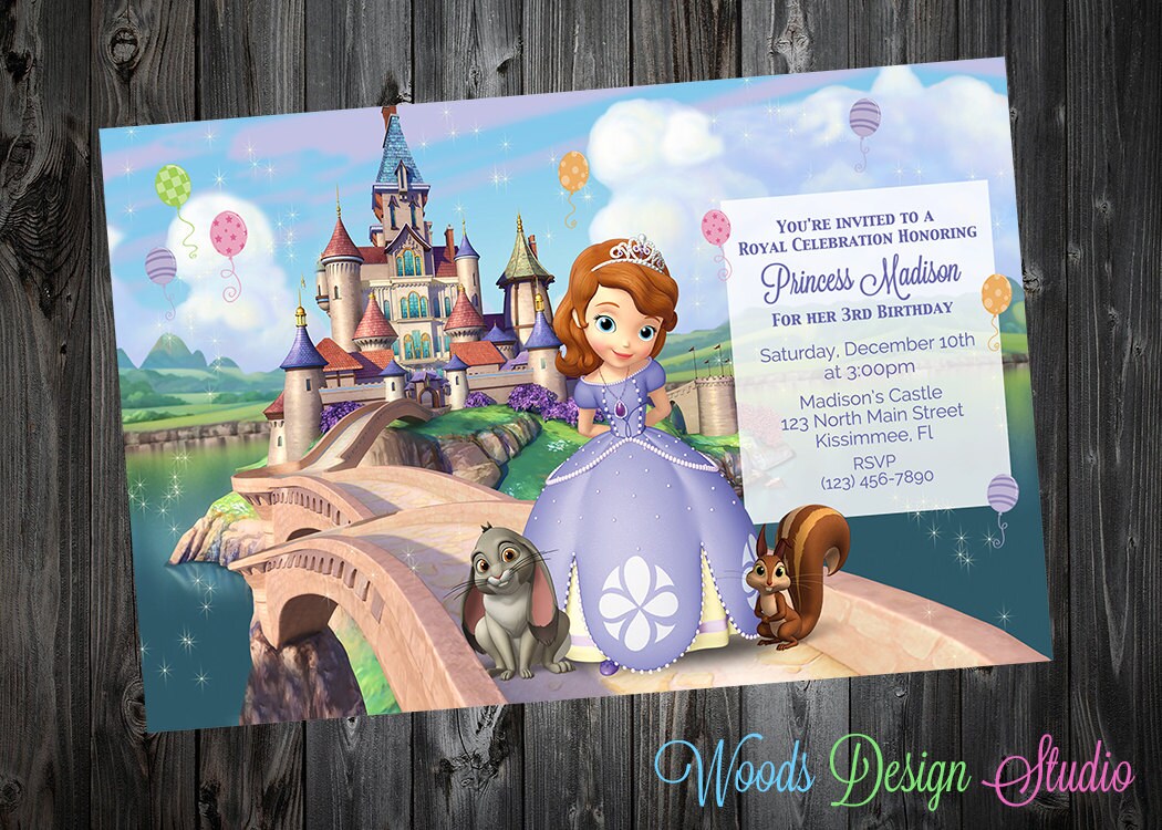 Custom Sofia the First Birthday Party Invitations DIY