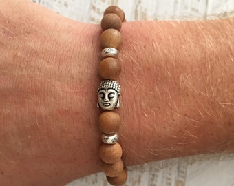 men's bracelet, sandlwood buddha bracelet, yoga jewelry