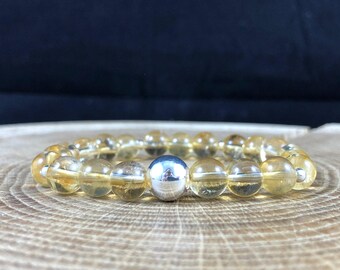 Natural Citrine Gemstone Bracelet Healing Yoga Silver 925 Sterling Joyful Solar Plexus Chakra 18cm Gift Lucky 12