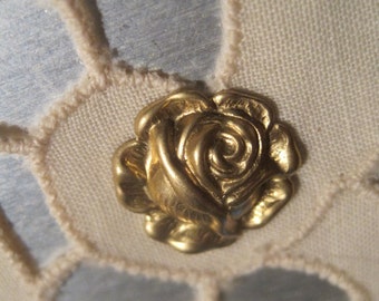 Cabbage, Rose, Raw, Brass, Stamping, 13mm, 1 ring, 16mm, charm, 4 loop, connector,