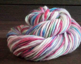 Hand Dyed Yarn, Pink, Blue, Green, Merino, Wool, Worsted, Indie Dyer, Knit, Crochet, Weave, Single Ply
