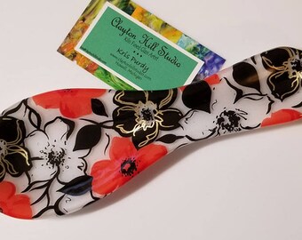 Fused Glass Spoon Rest - Mod Flowers