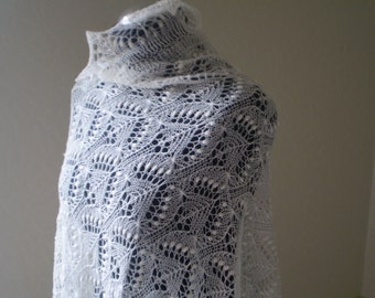 Hand knitted wedding stole, traditional Estonian lace, heirloom, Haapsalu shawl with nupps, soft cobweb merino CUSTOM MADE