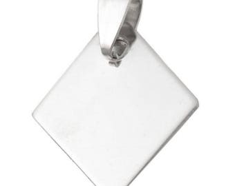 Diamond shaped stainless steel 21 x 25 mm with or without engraving