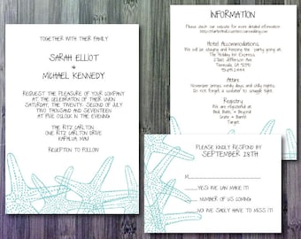 Starfish Wedding Invitation | RSVP | Information Suite - Digital | WD12