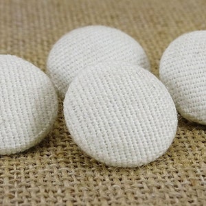 Decorative Cotton Twill Fabric Covered, Round Off White Buttons, 2 Holes Sewing Crafts, Pack of 50 Pieces, PBTN-CT1C-B