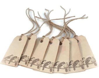 Bird Gift Tags, Small Tea Stained Party Favor Tags, Gift Tags, Merchandise Tags