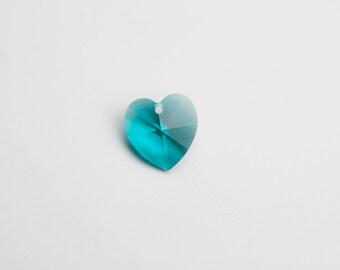 1 Blue Zircon - 14mm Swarovski Heart
