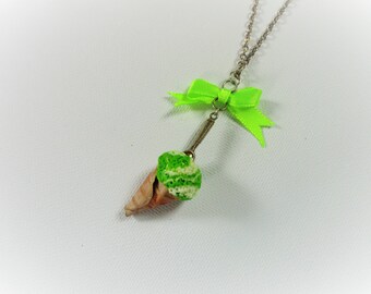 Ice cream cone polymer clay necklace