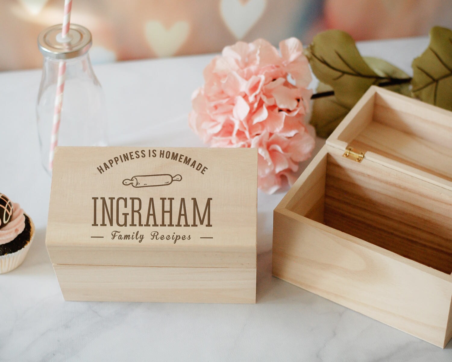 Recipe Box Custom Engraved Family Zoom