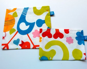 Reuseable Eco-Friendly Set of Snack and Sandwich Bags in Fun IKEA Fabric