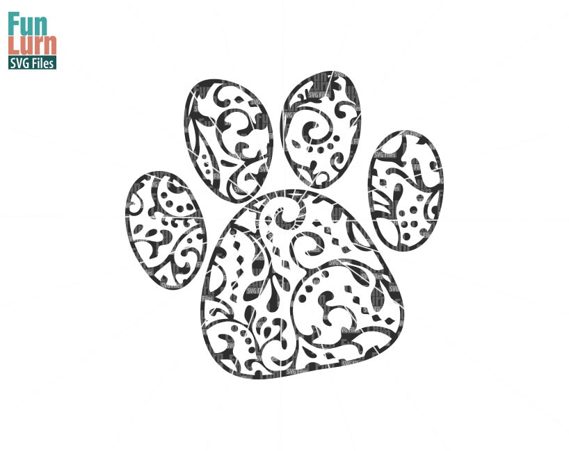 Download Zentangle Paw Print SVG Doodle Paw Print Ornament