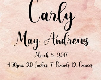 Baby Announcement Wall Art - Custom - FREE SHIPPING