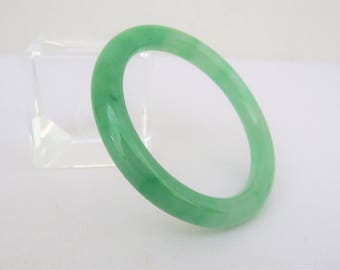 Vintage Translucent Green Jadeite Jade Bangle Bracelet 48.5MM