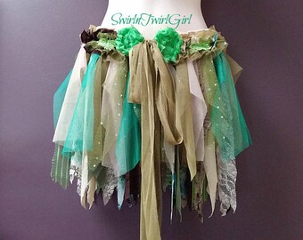 WOMANS FESTIVAL TUTU, burning man skirt, forrest pixie skirt, faerie jungle tutu, elfen garden tutu, adult fairy tutu, woodland costume