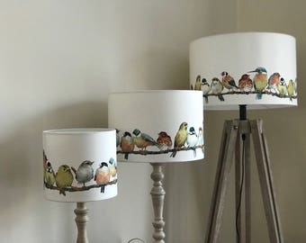 Lampshade/Home Decor/Table Lamp/Floor Lamp/Lighting/Drum Lamp Shade/Garden/Birds/Laura Ashley/Garden Birds/Pendant/Ceiling/