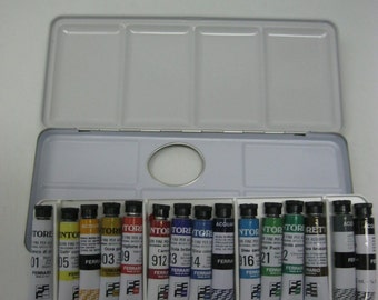 Ferrario Water Colour Paint Set 15 Tubes Tintoretto 7.5ml Made in Italy