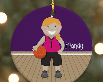 Personalized Basketball Ornament (Female version) - Personalized with Name