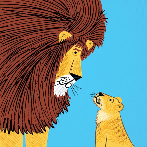 Listen To The Lion - art poster print by Oliver Lake - iOTA iLLUSTRATiON
