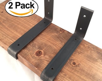 2 Pack - 7.25"Lx4"H Lip Handcrafted Forged Rustic Reclaimed Salvaged Metal Shelf Wall Brackets decorative shelve Storage Strap Angle iron