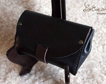 Tobacco leather black / plum