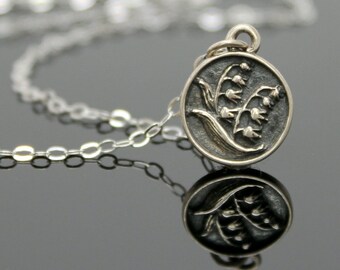 LILY of the Valley Necklace in STERLING SILVER, May Birth Flower, Flower Necklace, Symbolic Flower Necklace.