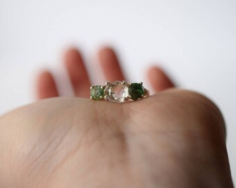 Raw Diamond and Emerald Engagement Ring Rough Diamond Ring Uncut Diamond Ring Anniversary Ring Sterling Silver Engagement Ring Size 5 Avello