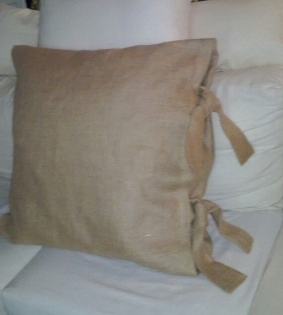 Wide Ties 26 X 26 Euro Burlap Pillow Shams with 2 1/2 inch Tie