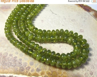 SALE Rare Vesuvianite Idocrase Rondelle Beads 8mm 9mm7mm , 18 Inch Strand, Natural Green Gemstone