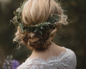 Fern Headpiece- Wedding Headpiece- Vine Halo- Romantic Wedding- Rustic Flower Crown- Greenery Comb- Bridal Hair Comb- Bridal Flower Crown