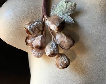 Mocha Velvet Grapes Millinery in Mocha Ombre for Hats, Bridal, Costumes