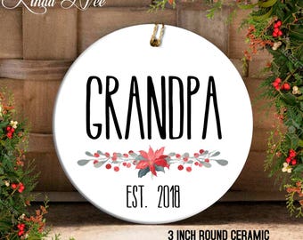 Grandpa Ornament, New Grandpa Christmas Gift, First Christmas Ornament, New Grandparent, Grandpa Established, Personalized Grandfather OPH85