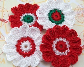 Crocheted Christmas Flower Appliques
