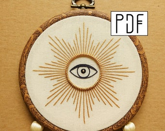 PDF pattern - Star Eye Hand Embroidery Pattern (PDF modern hand embroidery pattern)