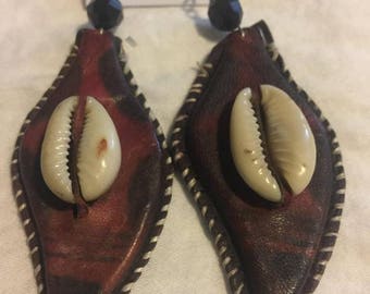 Pears Shape design West Afriican Leather Earring