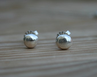 Silver Stud earrings, Recycled silver stud earrings, silver pebble stud earrings