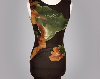 Boat Neck Dress, Gather Side Dress, Print Floral Dress, Fitted Dress, Sleeve less dress, Cone Dress, Short Dress