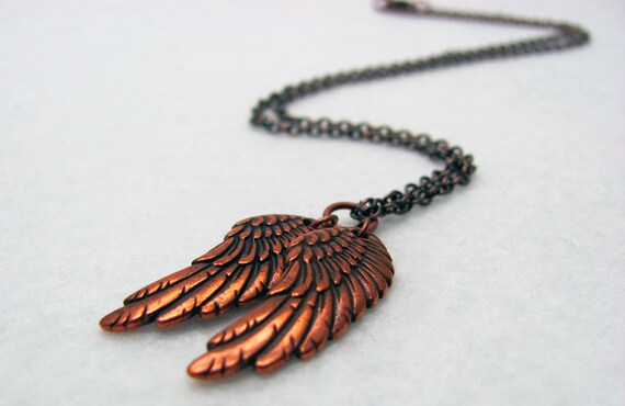 Copper Wings Necklace of Angel Wings Eagle Wings Bird Wings