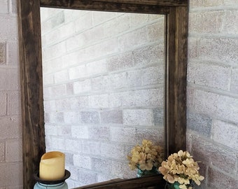 FREE SHIPPING - Farmhouse Reclaimed Wood Mirror by Lane of Lenore in 20 stains - Rustic Mirror - Mirror - Bathroom Mirror – Vanity Mirror