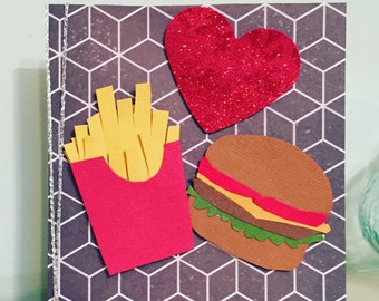 Burger and chips card