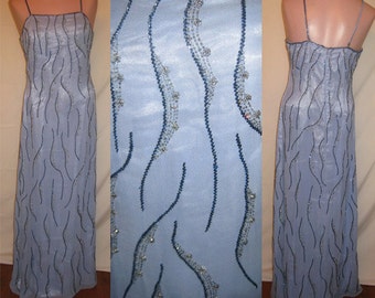Long beaded light blue gown #9507