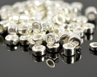 3mm Large Seed Bead - Fine Silver - Metalized Ceramic Mykonos Beads - QTY: 50, 100 or 200