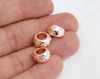 Inner 7mm Rose Gold Rondelle , Spacer Beads , Bracelet Charms, Rose Gold Beads, ROSE562