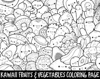 foods doodle coloring page printable cutekawaii coloring