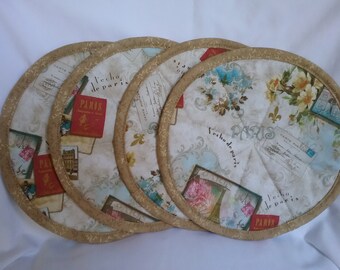 Postcards from Paris. Hot pads and kitchen towels